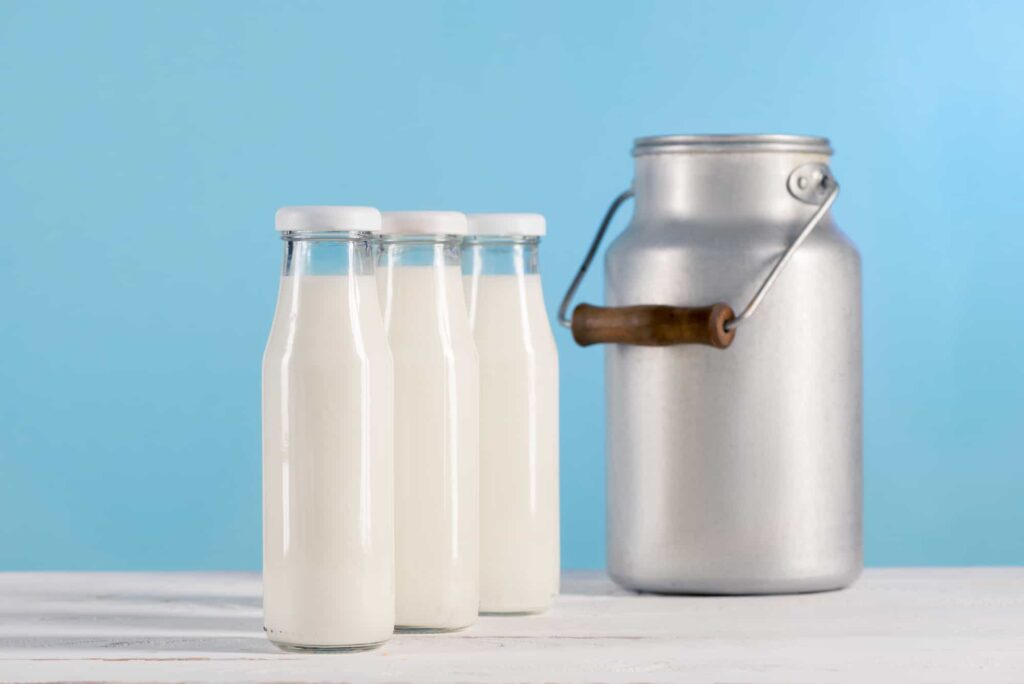 stainless steel container of milk