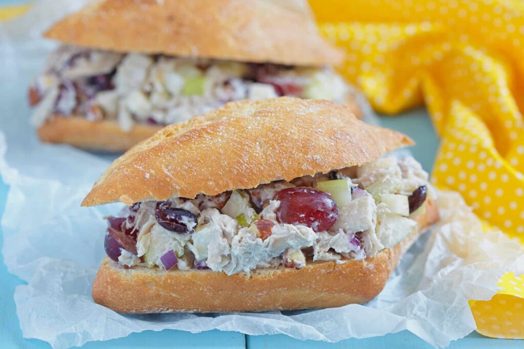 chicken salad sandwich with grapes